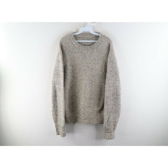Vintage 80s LL Bean Mens Size Large Wool Knit Crewneck Sweater Heather Gray USA